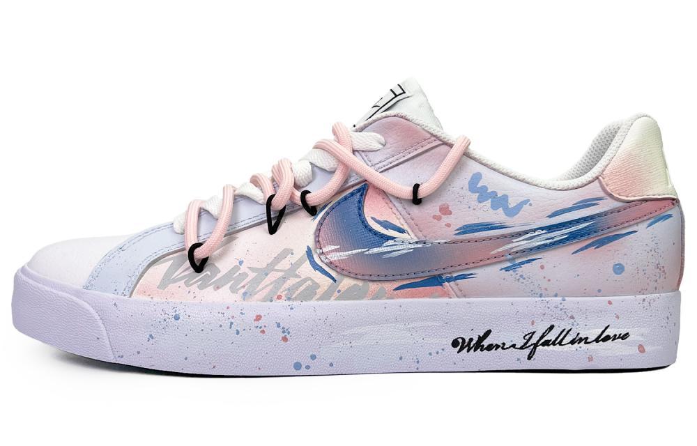Nike Court Royale Anti-Slip Wear-Resistant Lightweight Breathable Low-Top Skateboard Shoes Unisex Pink Blue White
