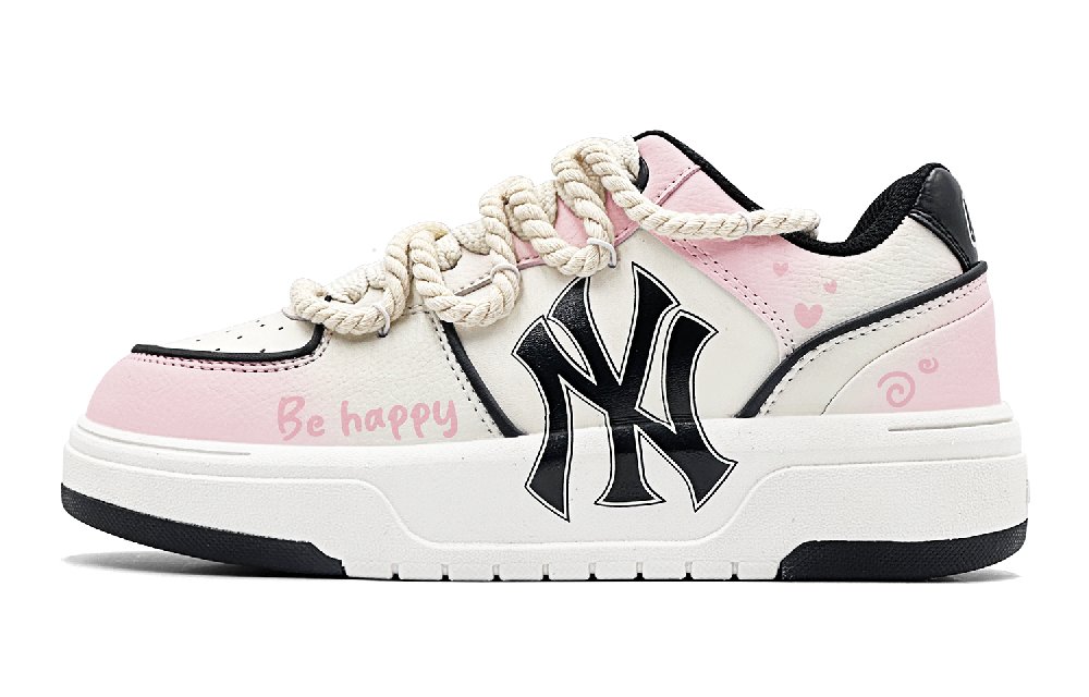 MLB Chunky Liner Strawberry Cake Slip Resistant Low Top Skateboard Shoes Unisex White Pink