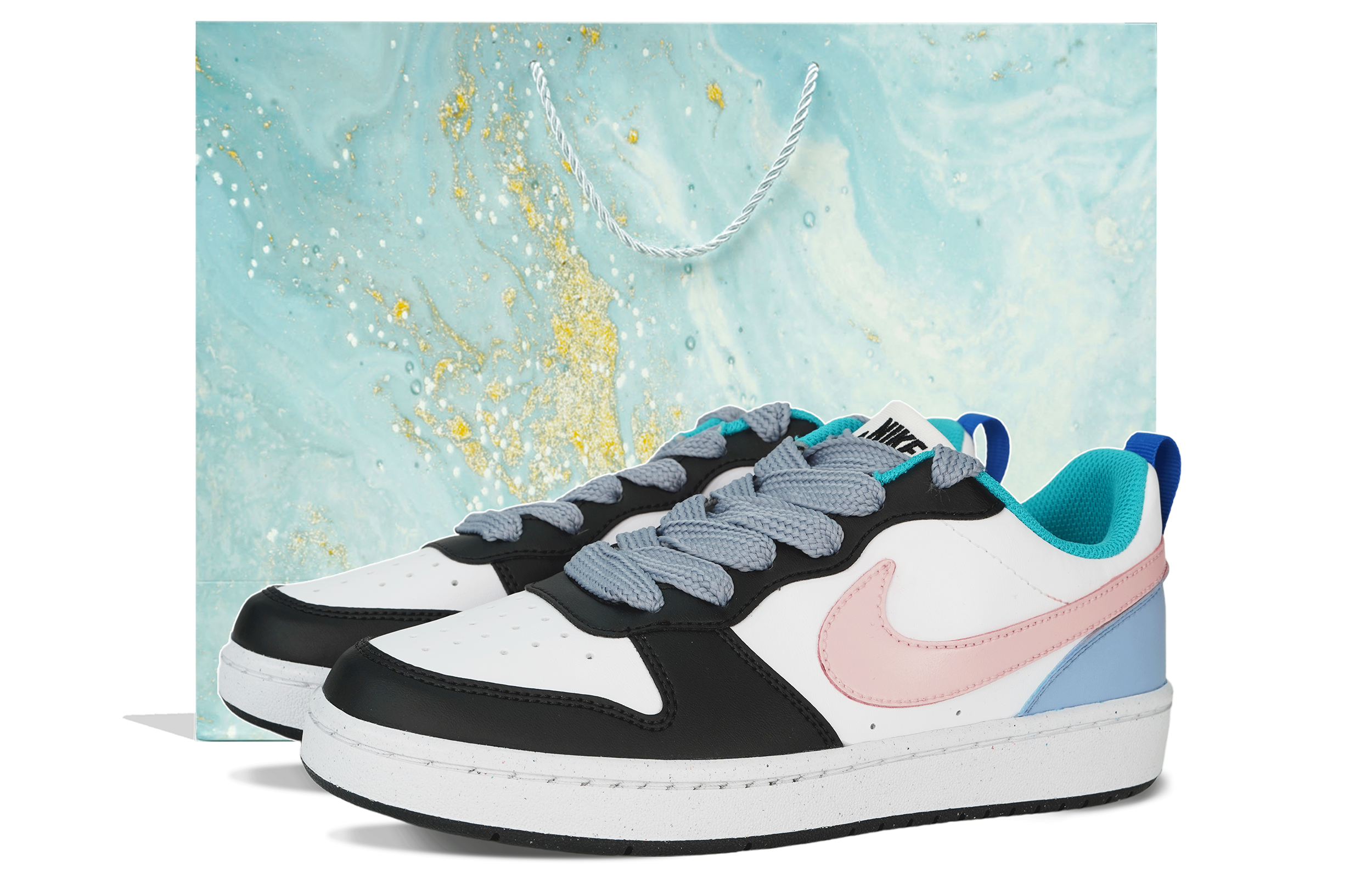 Nike Court Borough Low-Top Skateboard Shoes GS Blue Pink