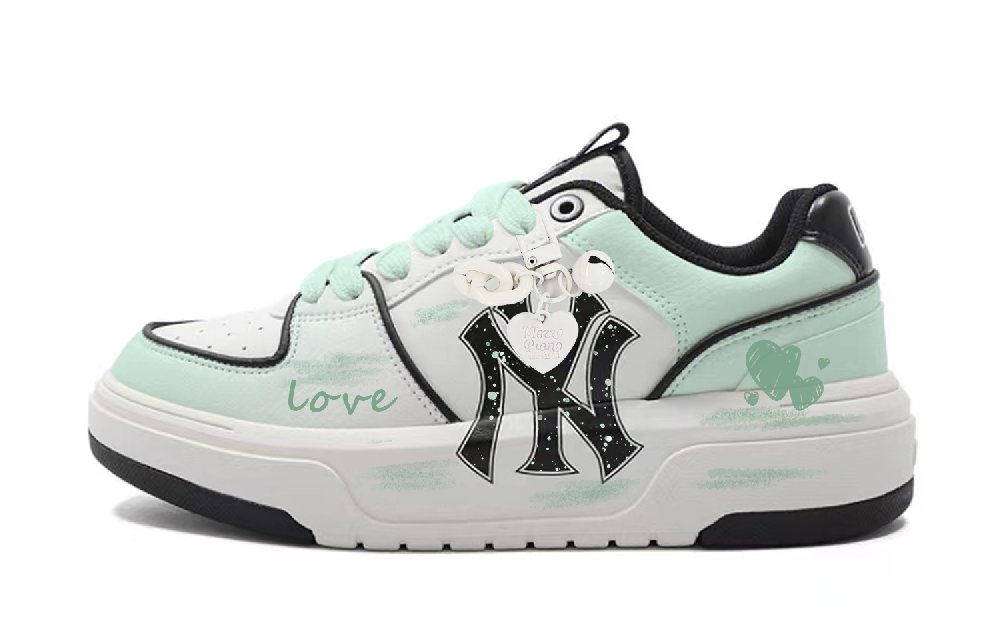 MLB Chunky Liner Xiao Green Coverage Lightweight Breathable Low-Top Skateboard Shoes Unisex White Green