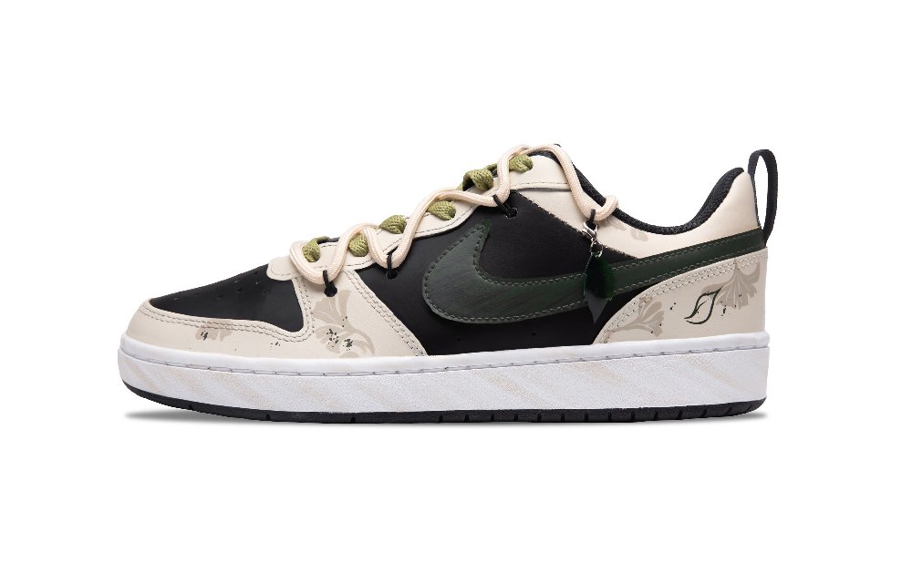 Nike Court Borough Ginkgo Drops Green Non-slip Lightweight Low-Top Skateboard Shoes GS Beige Green
