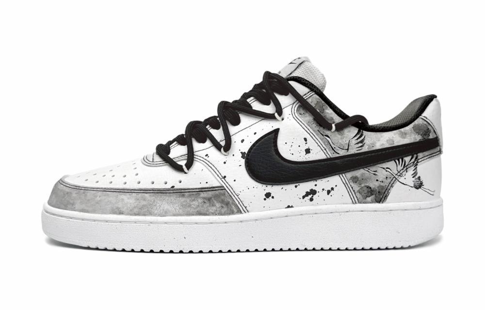 Nike Court Vision 1 Low-Top Skateboard Shoes Men's Black White