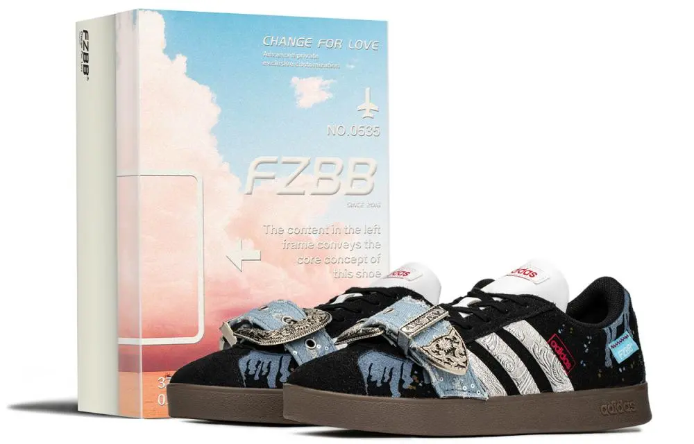 Adidas Vl Court Classic Slip Resistant Low top Skateboard Shoes Unisex Blue Black