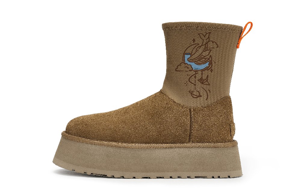 UGG 811 Manufacture Moon Blue Bottle Special Shoe Box Ankle Boots Women's Chestnut Brown