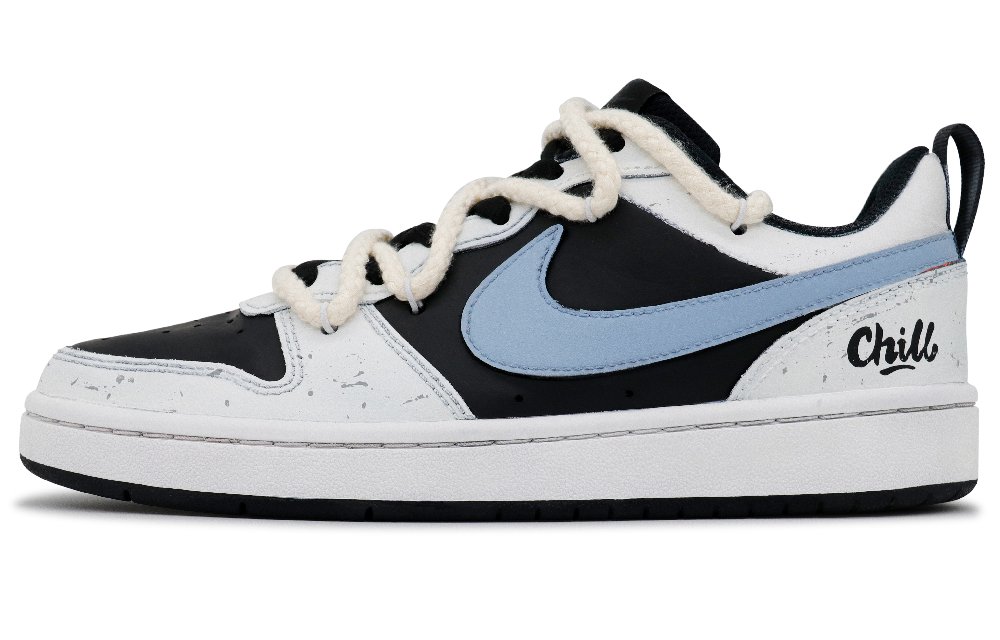 Nike Court Borough School Uniform Sister Non-slip Lightweight Low-Top Skateboard Shoes GS Silver White