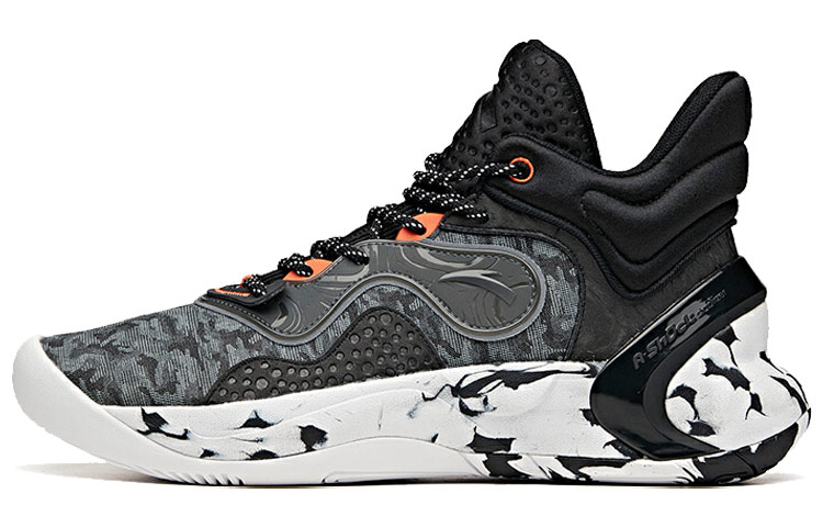 Anta The Dagger 4 Abrasion Resistant Breathable Mid Top Basketball Shoes Black Gray White