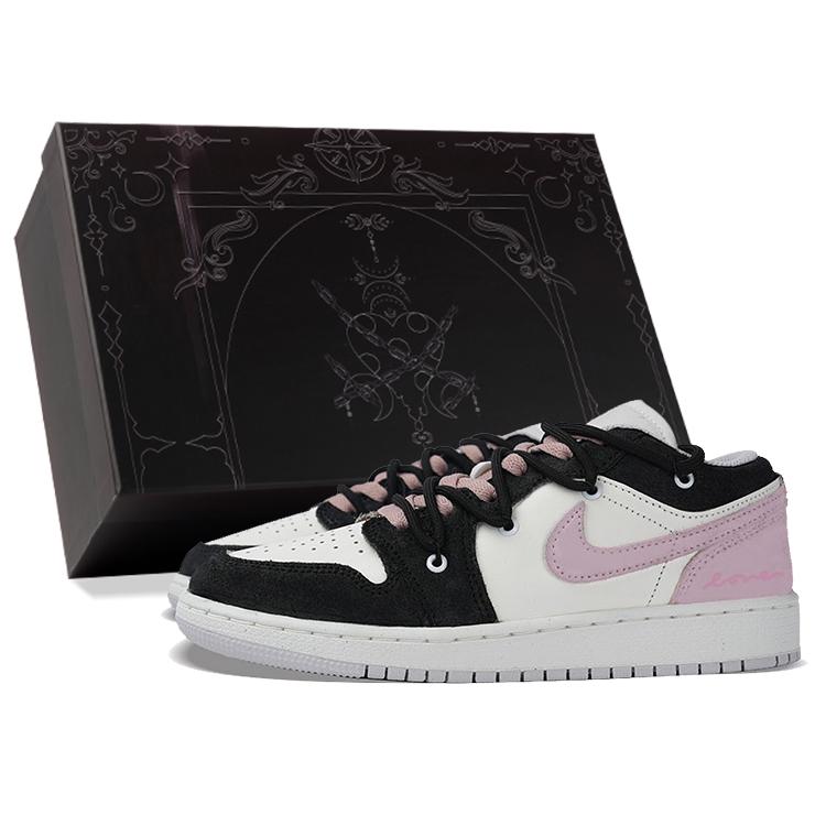 Jordan Air Jordan 1 Low-Top Skateboard Shoes Women's Black Pink