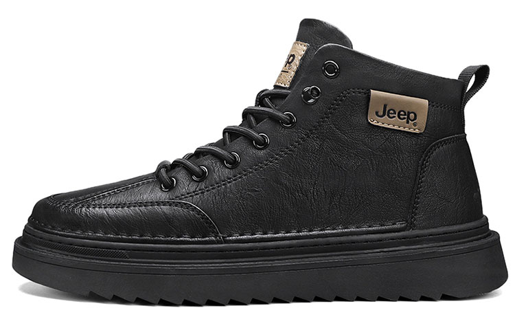 Jeep Anti-Slip Wear-Resistant High-Top Casual Shoes Men's Black