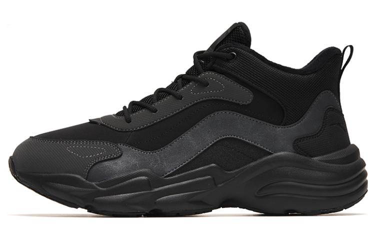 Anta Walker Slip-Resistant Warm Mid-Top Sports Casual Shoes Black Gray