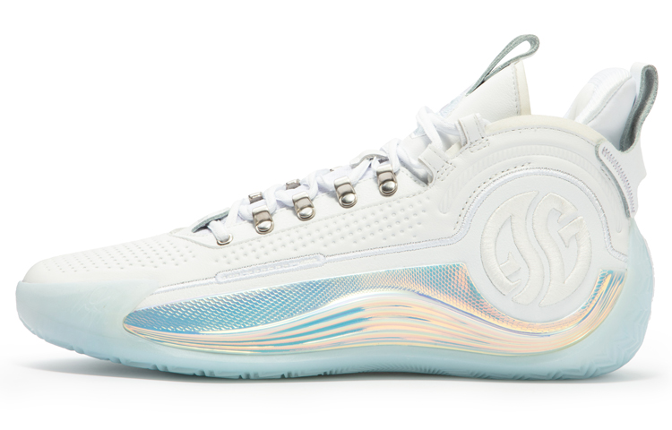 361° AG4 Lux Silver Ice Blade Cushioning Anti-Slip And Wear-Resistant Mid-Top Basketball Shoes Men's White Blue