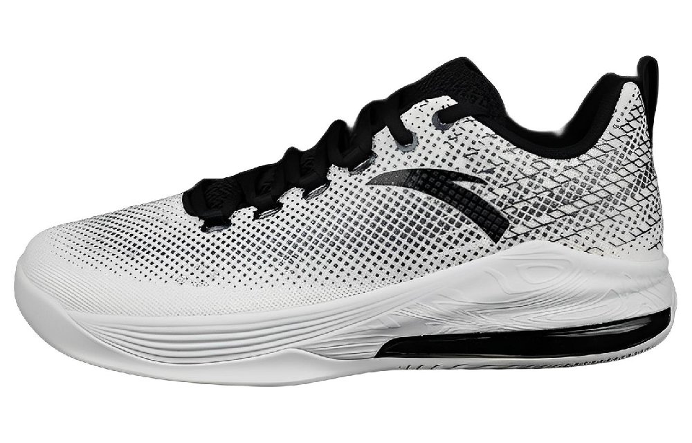 Anta Anti-Slip Wear-Resistant Breathable Rebound Low-Top Basketball Shoes Men's White Black