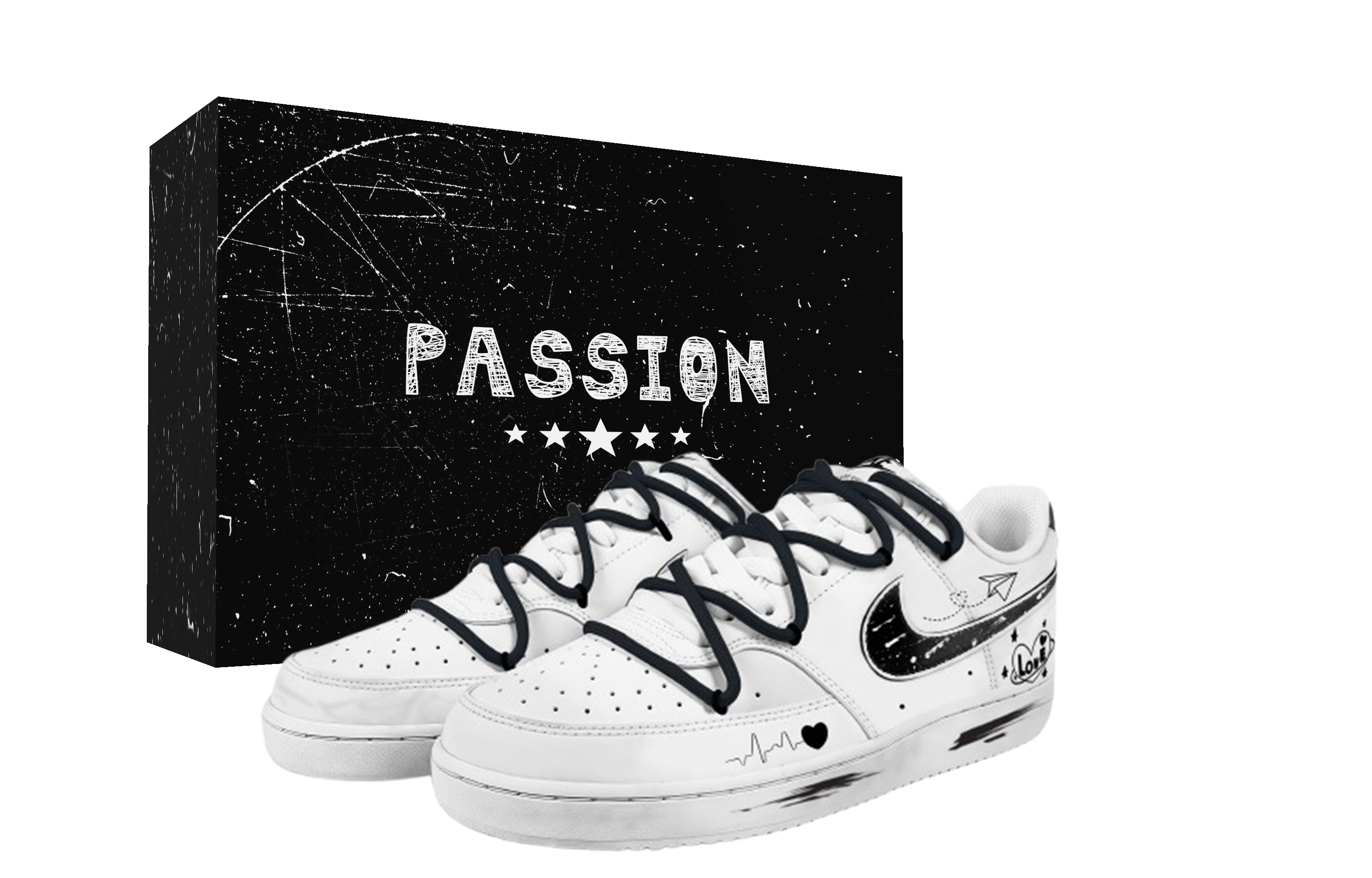 Nike Court Vision 1 Love Letter Box Abrasion Resistant Low top Skateboard Shoes Unisex White