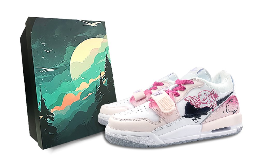 Jordan Legacy 312 Cushioning Wear-Resistant Low-Top Vintage Basketball Shoes GS Pink White