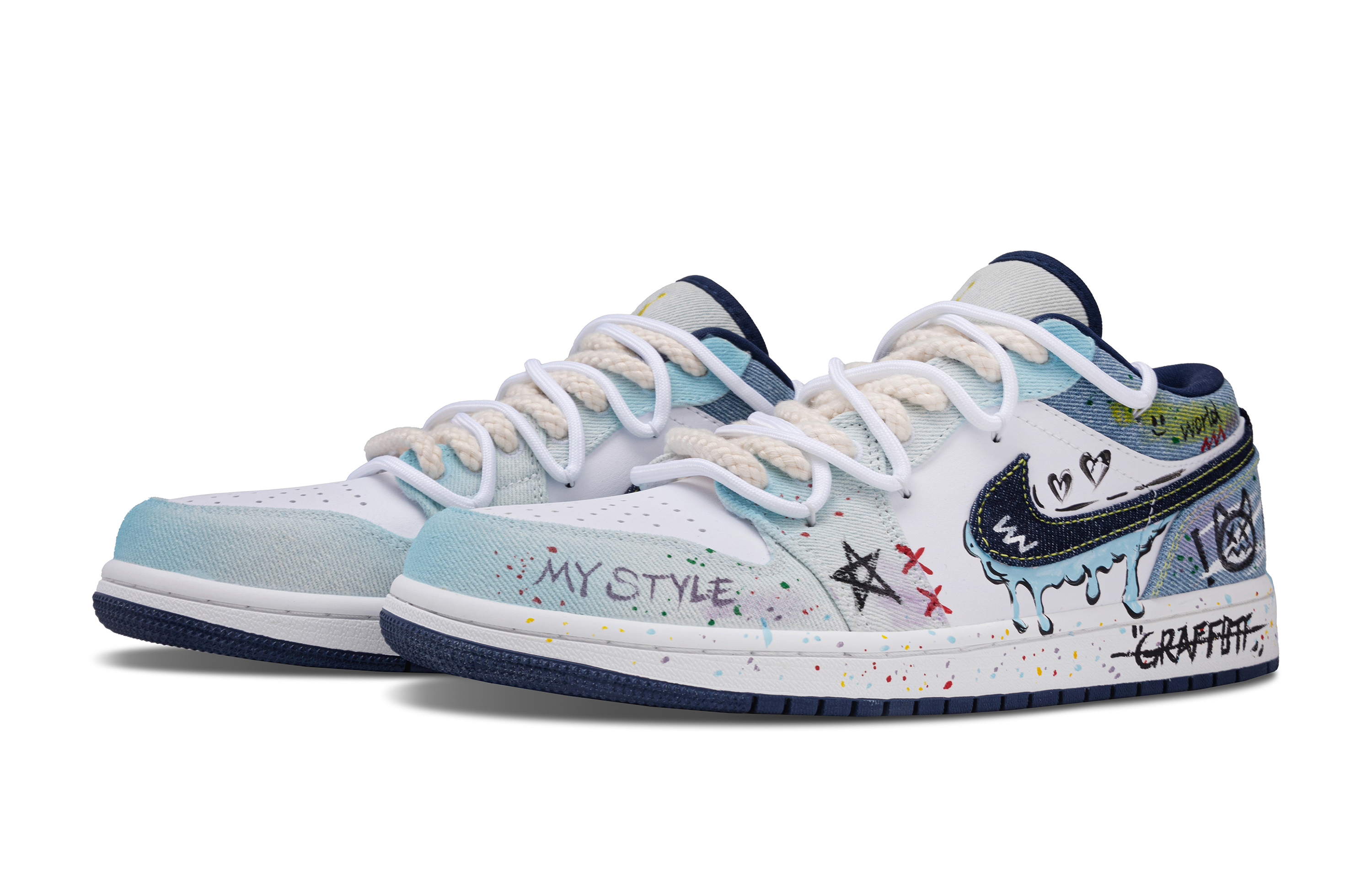 Jordan Air Jordan 1 Graffiti Style Abrasion Resistant Low top Vintage Basketball Shoes Men's купить в интернет-магазине Yoocart с быстрой доставкой по России.