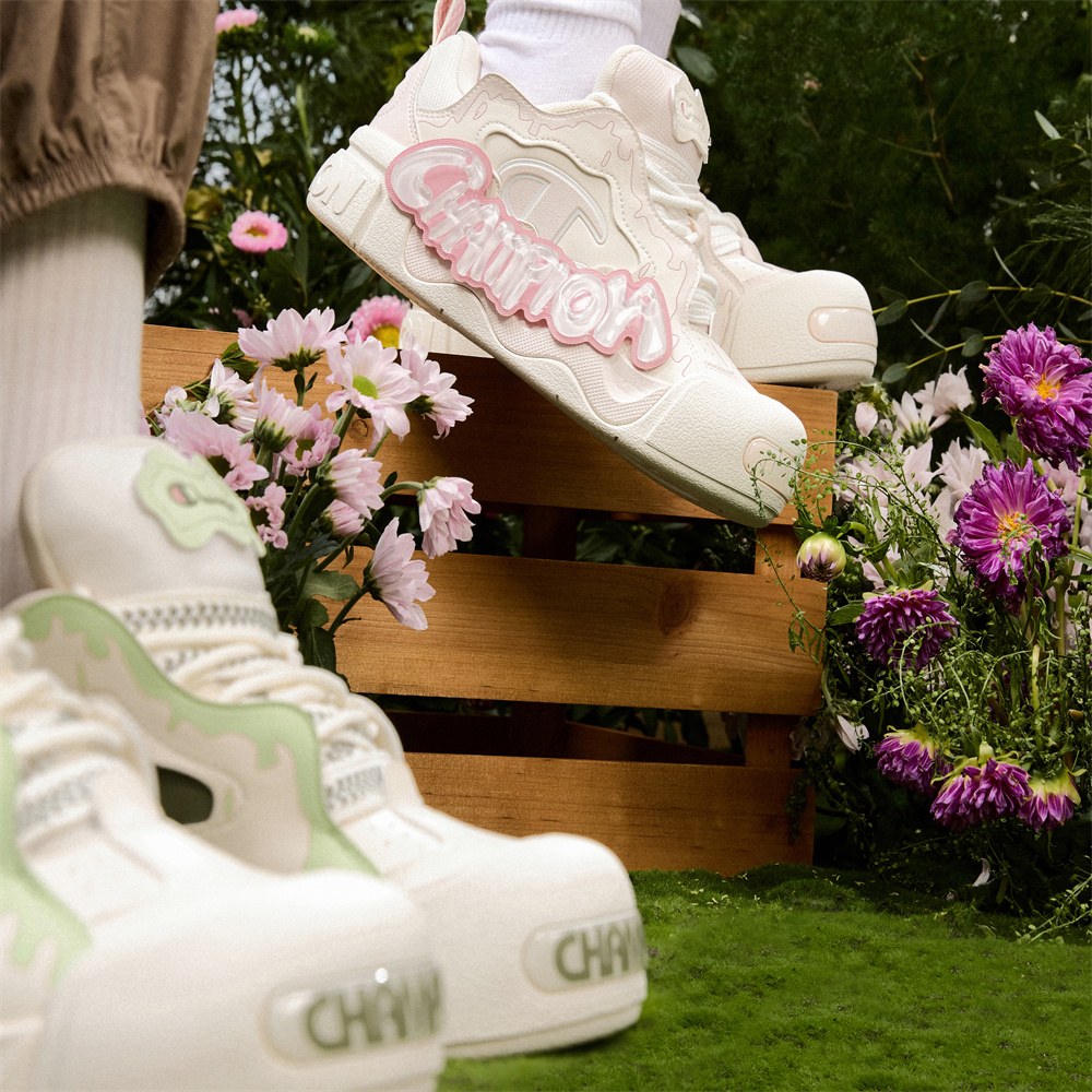 Champion Puffy Jelly Shoes Low Top Skateboard Shoes Unisex Washed Pink/Milk White купить в интернет-магазине Yoocart с быстрой доставкой по России.