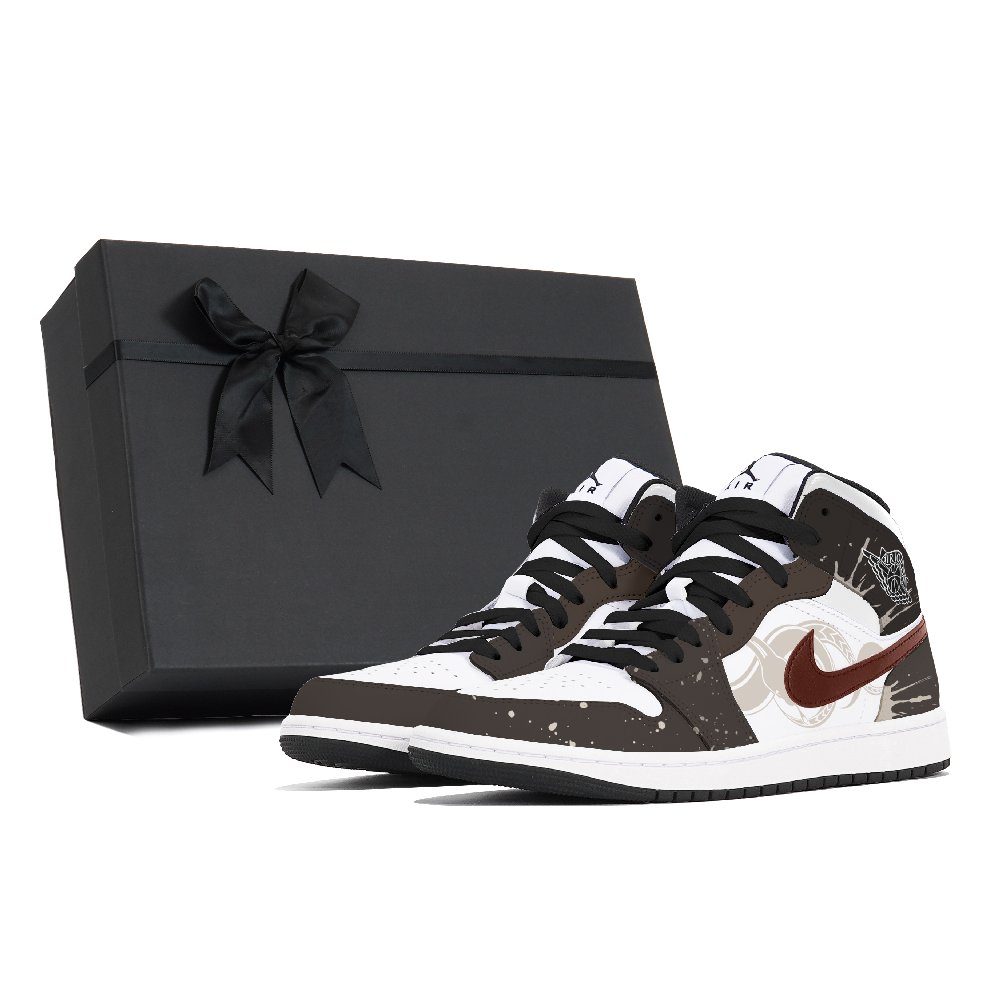 Jordan Air Jordan 1 Abrasion-Resistant Mid-Top Vintage Basketball Shoes Men's Brown