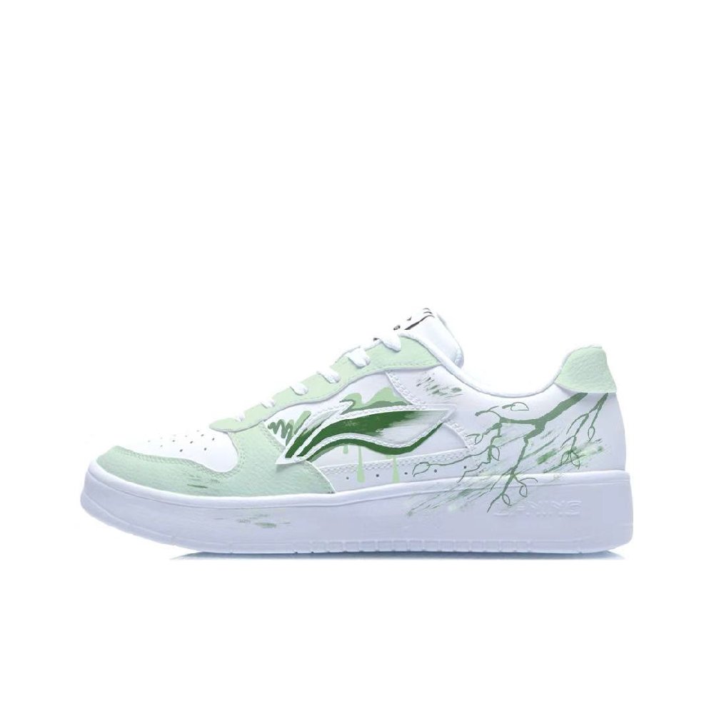 LiNing Pontoon Boats Abrasion Resistant Shock Absorbers Low Top Skateboard Shoes Men's White Green