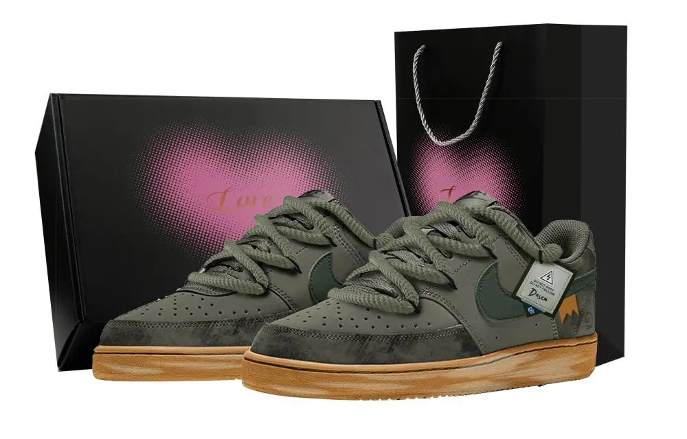 Nike Court Vision 1 Hailin, Heart Box Abrasion Resistant Low Top Skateboard Shoes Men's Green