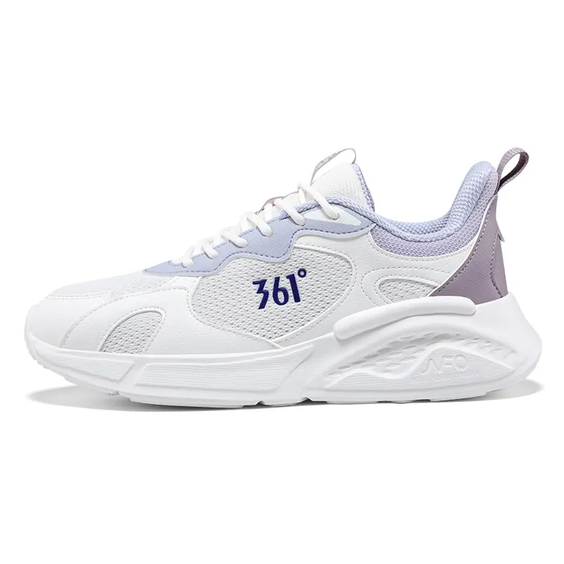 361° Slip Resistant And Breathable Low Top Sprint Running Shoes Women's White Purple
