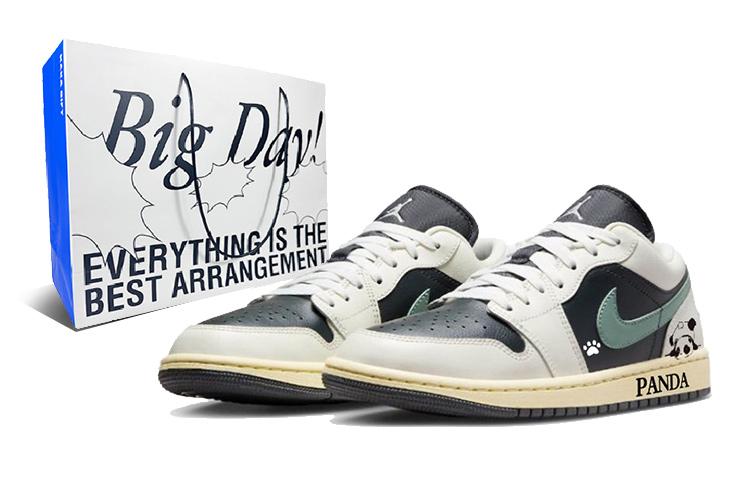 Jordan Air Jordan 1 Low Low-Top Vintage Basketball Shoes Unisex Black Green