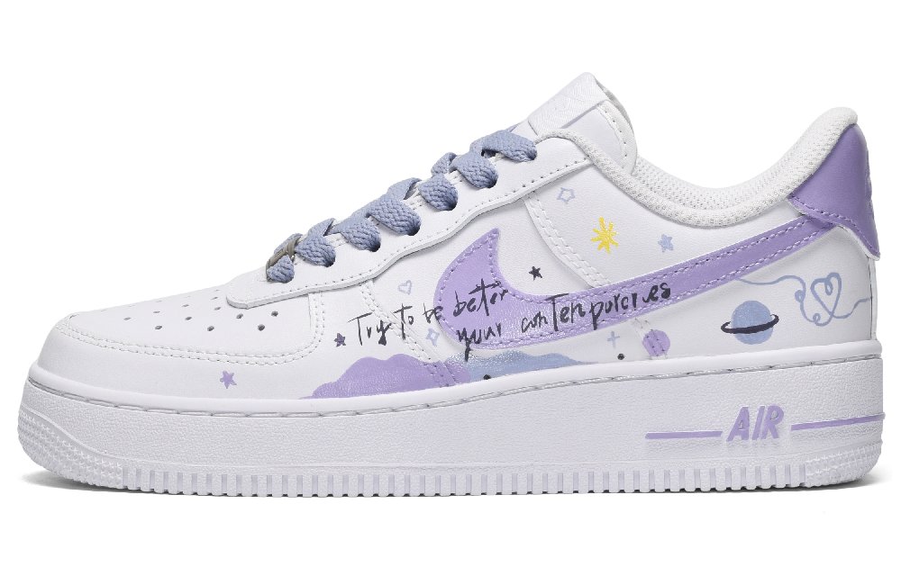 Nike Air Force 1 CUS ID Low-Top Skateboard Shoes Men's White Purple