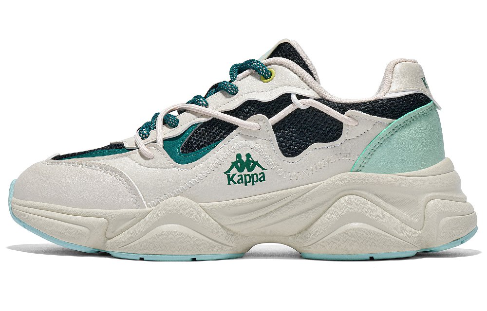 Kappa Anti-Slip Wear-Resistant Low-Top Chunky Sneakers Unisex White Green