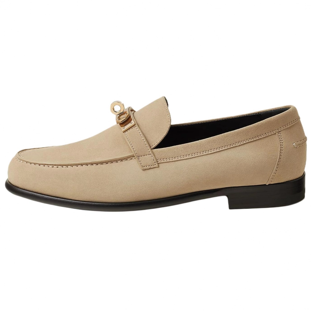 HERMES Destin Loafers Women's Beige Yellow