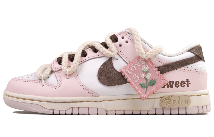 Nike Dunk Low RISK Rose Girlish Cushioned Wear-Resistant Slip-Resistant Low-Top Skateboard Shoes Women's Pearl Pink