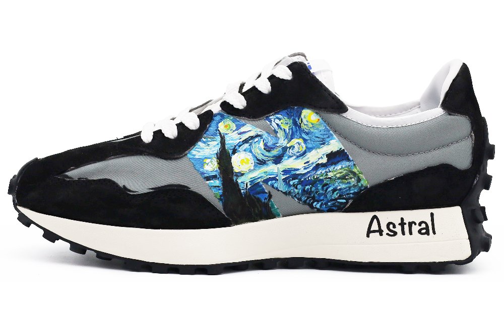 New Balance NB 327 Low-Top Casual Running Shoes Unisex Black White Gray Blue