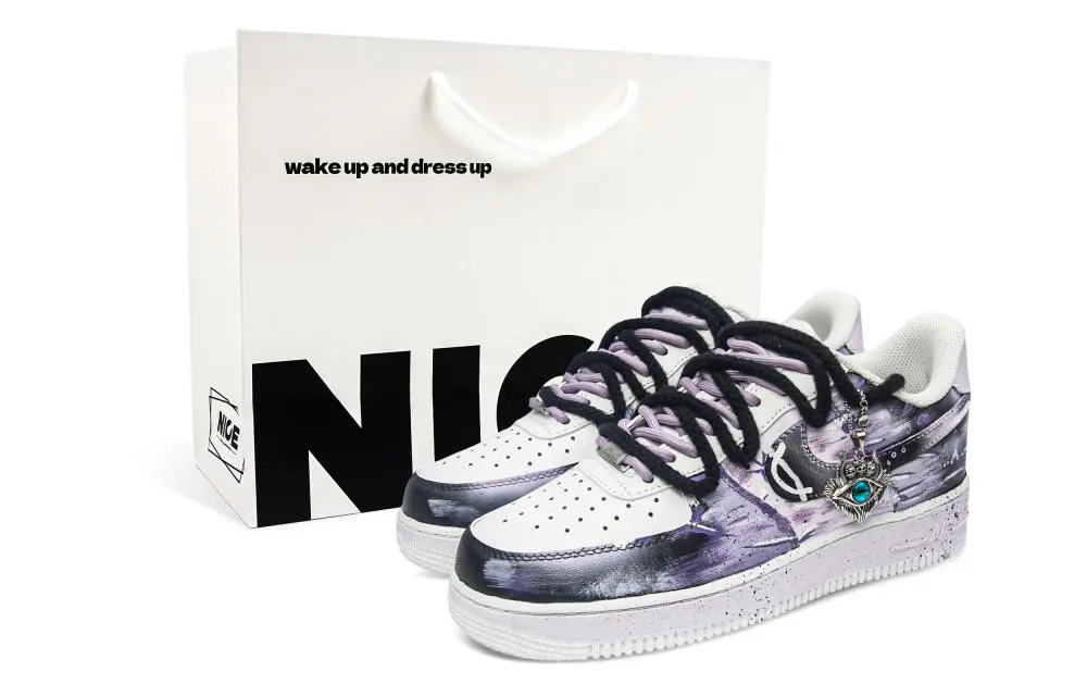Nike Air Force 1 Abrasion Resistant Low Top Skateboard Shoes Unisex Purple
