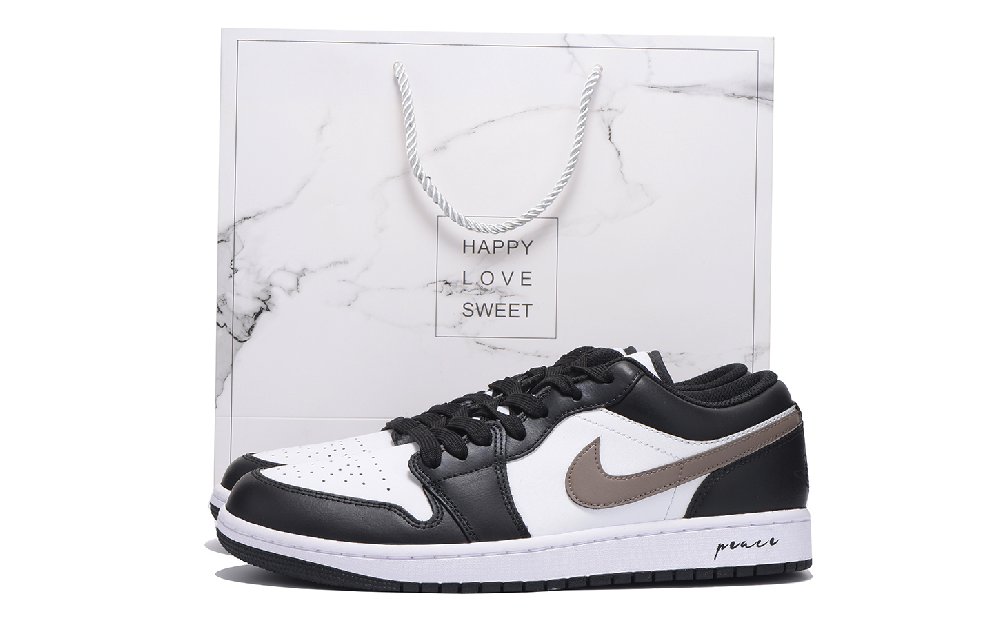 Jordan Air Jordan 1 Anti-Slip Wear-Resistant Low-Top Vintage Basketball Shoes Men's Black Brown
