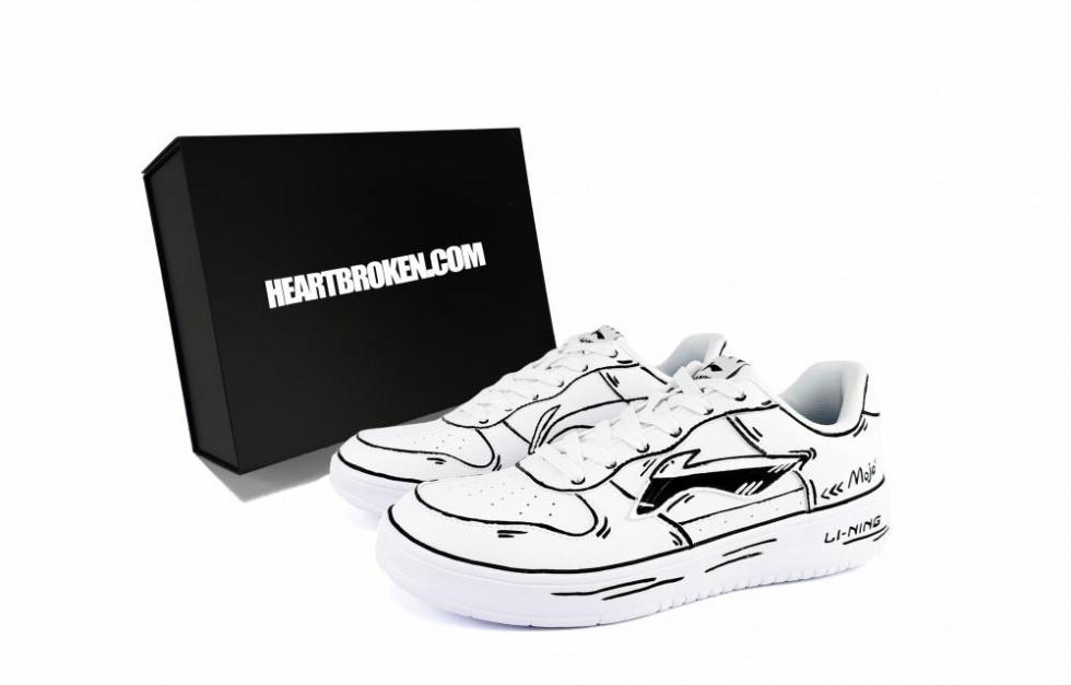 LiNing Pontoon Boats Coverage Anti-Slip And Wear-Resistant Low-Top Skateboard Shoes Men's Black White