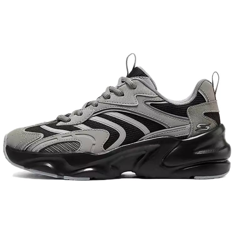 Skechers DLITES Anti Slip Wear Resistant Low Top Chunky Sneakers Men's Gray Black