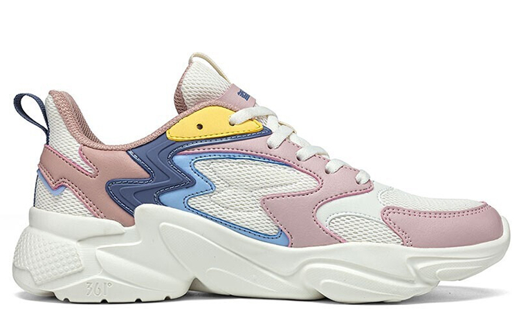361° Anti-Slip And Wear-Resistant Breathable Low-Top Chunky Sneakers Women's White Pink