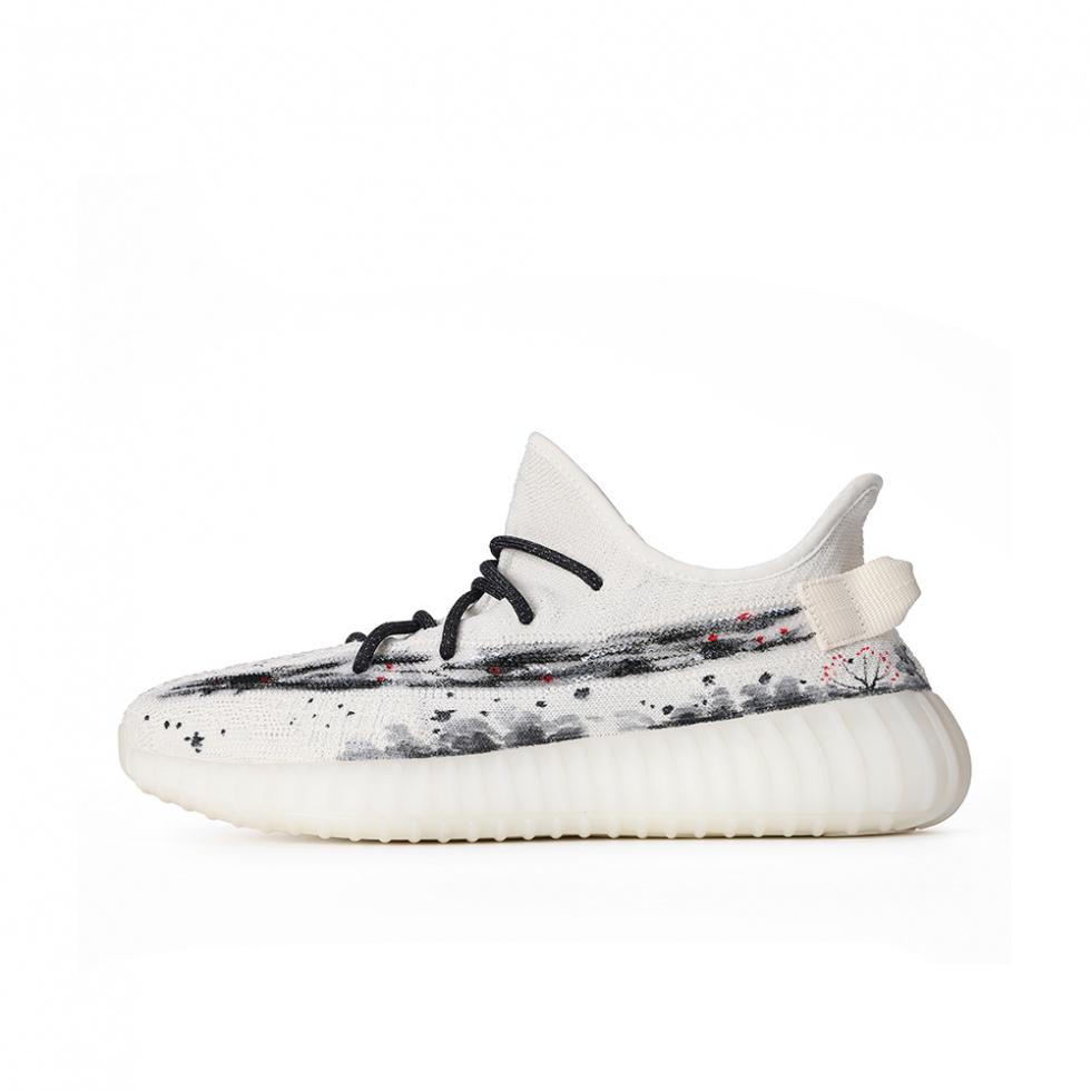 Adidas Originals Yeezy Boost 350 V2 Ice Cream Cushioning Wear-Resistant Low-Top Casual Shoes Unisex Black White