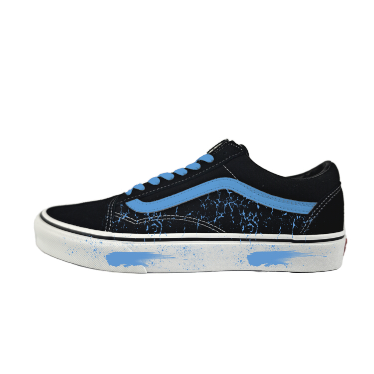 Vans Old Skool Abrasion Resistant Low Top Skateboard Shoes Unisex Black Blue