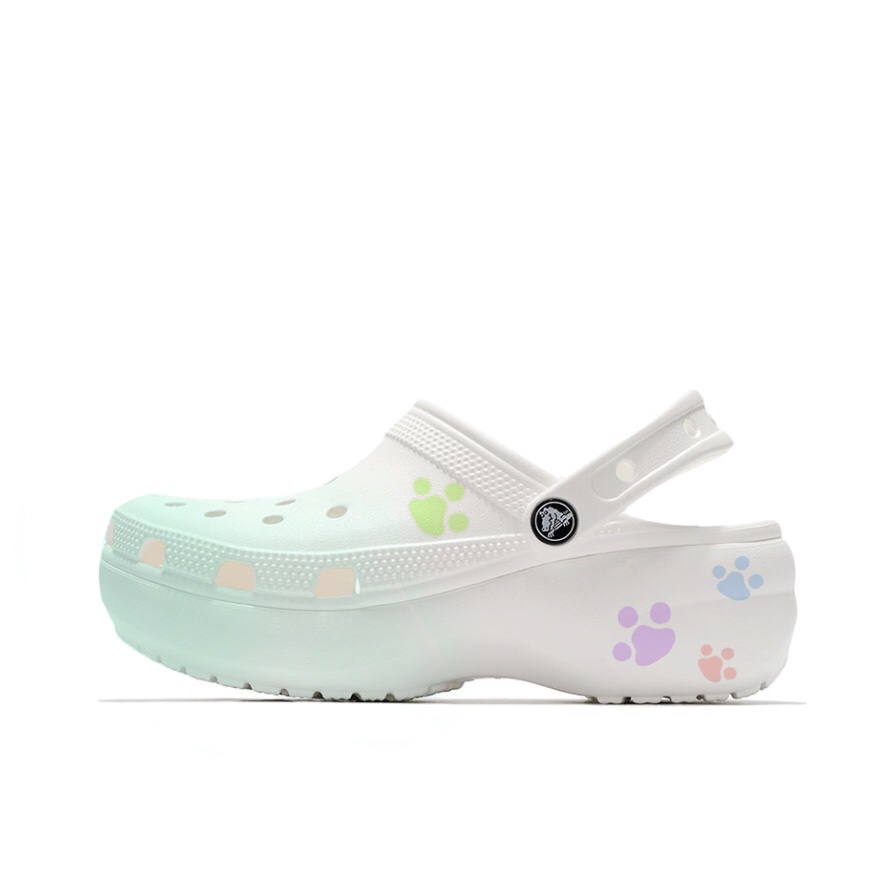 Crocs Classic Platform Clog Mint Claw, Beach Girlish Campus Style Clogs Unisex Green