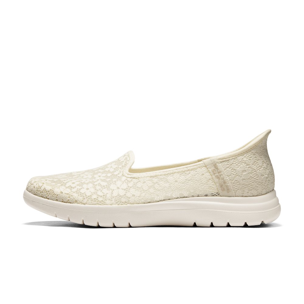 Skechers Lace Unlined Shoes Durable Breathable Low-Top Casual Shoes Women's Ivory