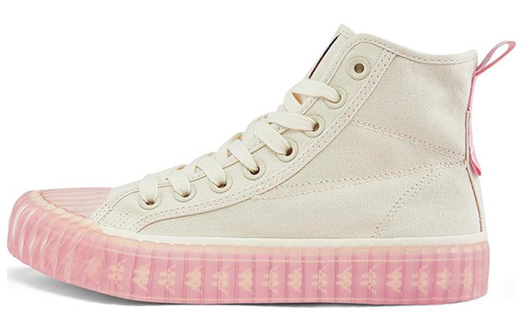Kappa Slip-Resistant Coverage High-Top Skateboard Shoes Women's White Pink