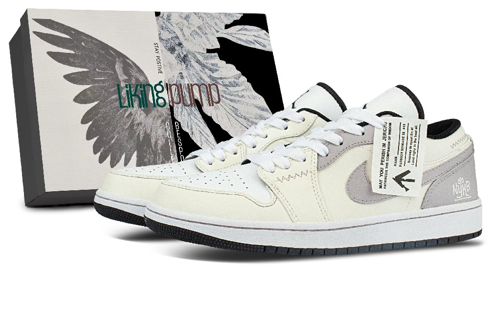 Jordan Air Jordan 1 Abrasion Resistant Low Top Vintage Basketball Shoes Unisex White