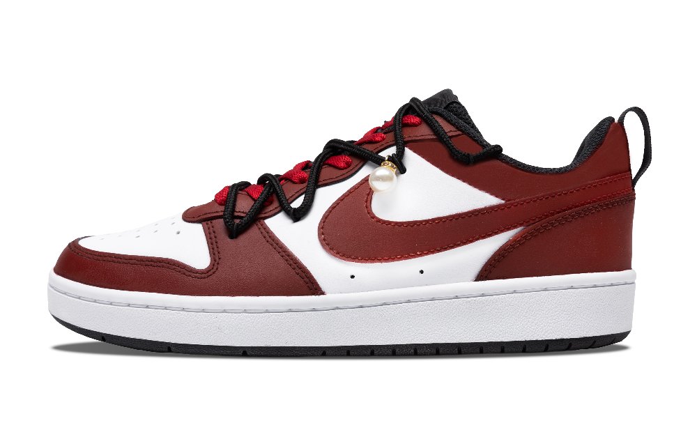 Nike Court Borough Low 2 Vintage Rose Anti-Slip Wear-Resistant Low-Top Skateboard Shoes GS Black Red
