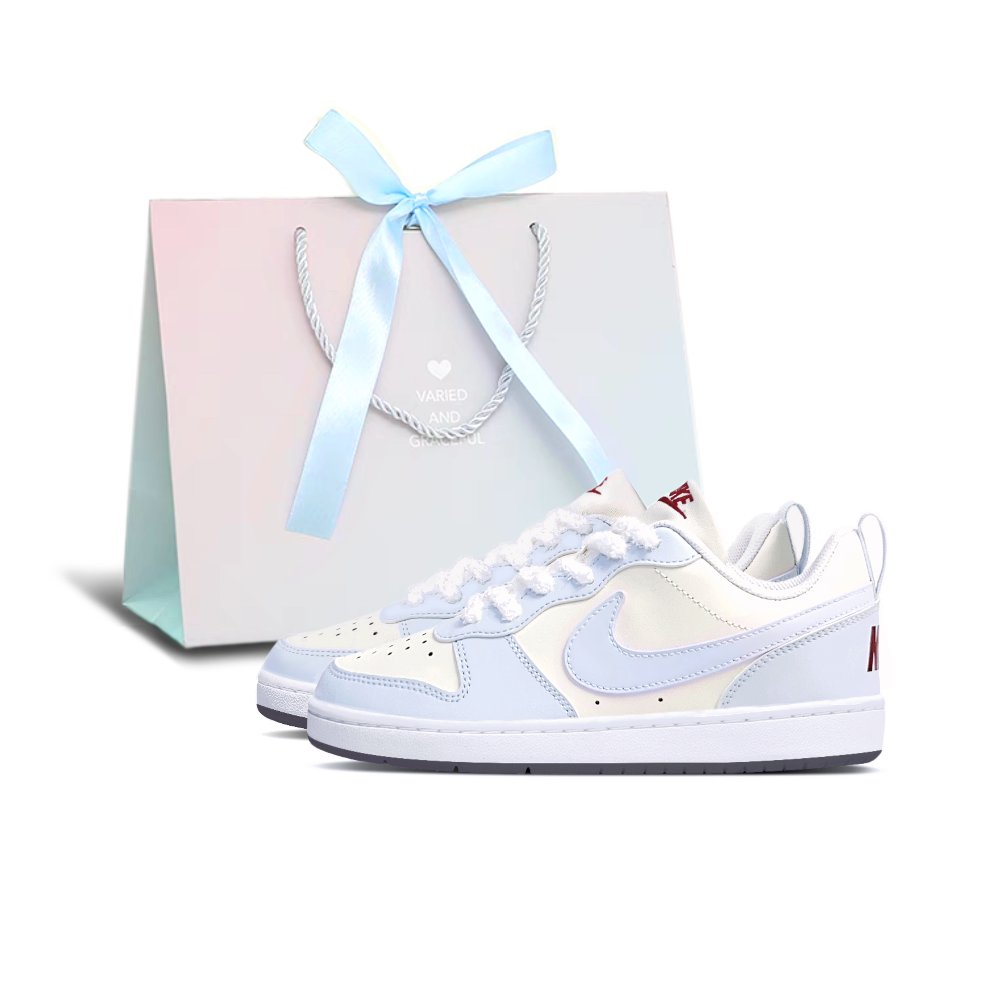 Nike Court Borough Skateboard Shoes Women's Low-Top Blue/White