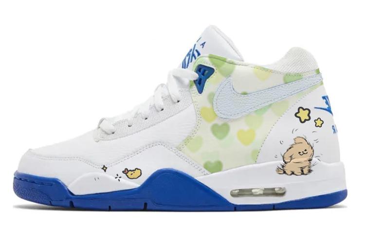 Nike Flight Legacy Green Mood Storm Puppy Mid-Top Vintage Basketball Shoes Men's White Blue