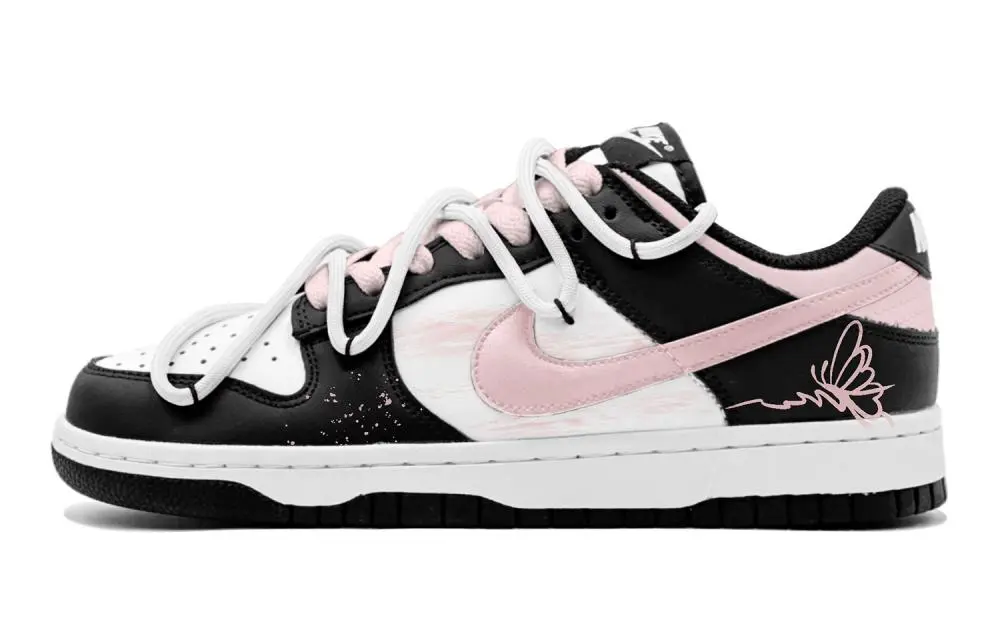 Nike Dunk Abrasion Resistant Low Top Skateboard Shoes Women's Black Pink