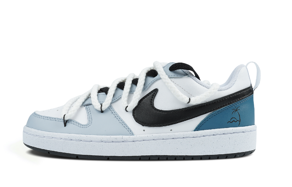 Nike Court Borough Low Top Skateboard Shoes GS Black Blue