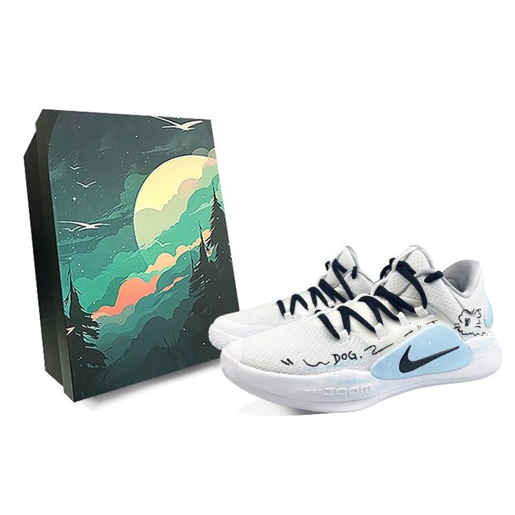 Nike Hyperdunk X Low 10 Cushioned Slip-Resistant Low-Top Performance Basketball Shoes Men's White Blue
