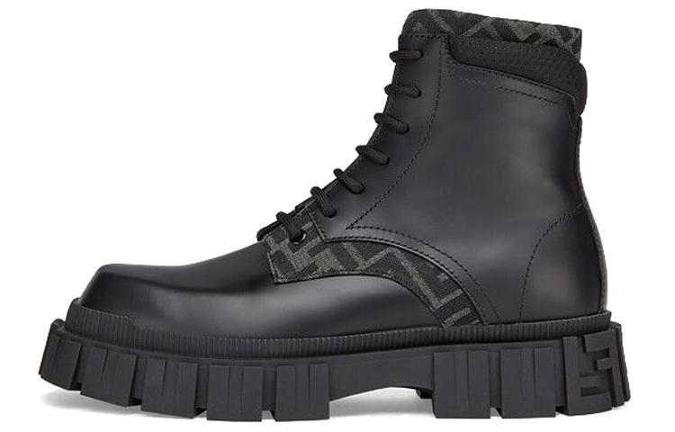 FENDI Force Leather Ankle Boot Black