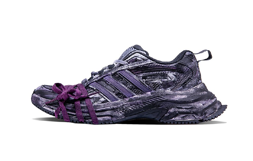 Adidas FC CLASSIC Shock Absorbers Low Top Marathon Long Distance Running Shoes Unisex Gray Purple