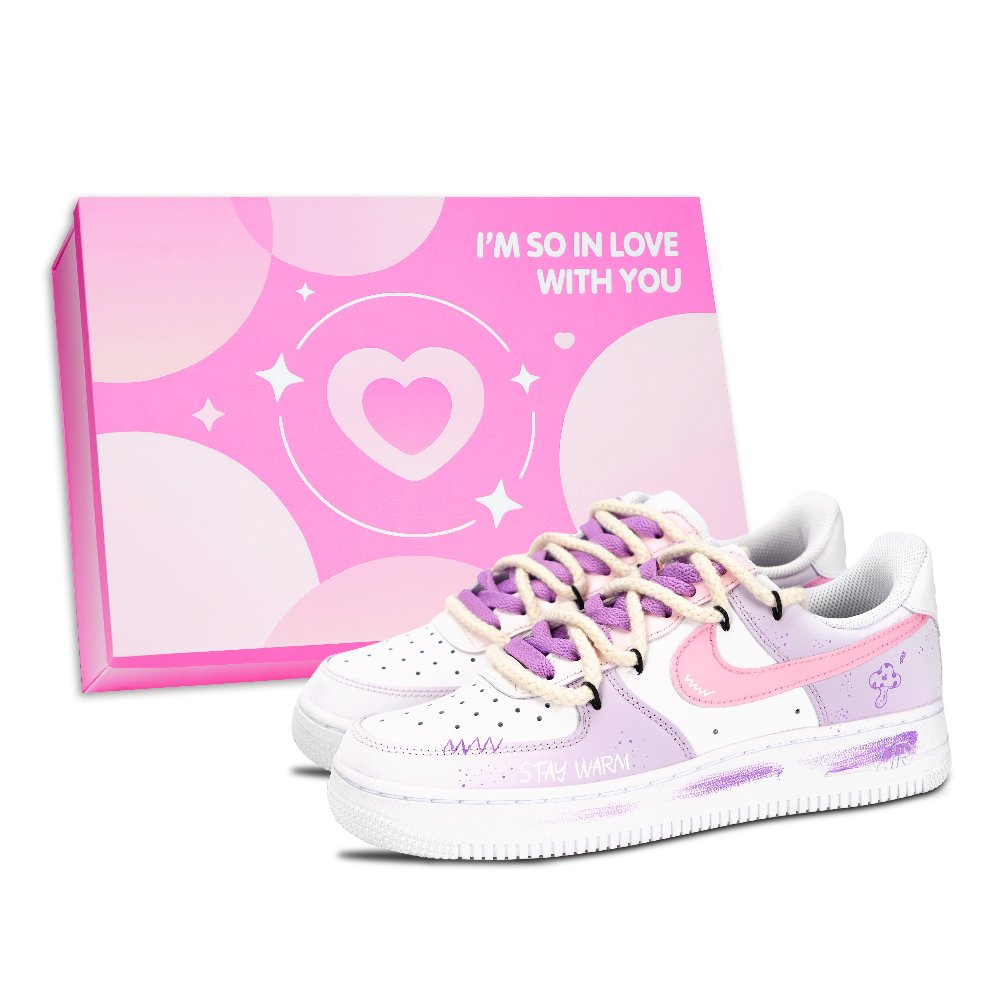 Nike Air Force 1 Air Force 1, Mushroom House Anti Slip Wear Resistant Low Top Skateboard Shoes Unisex Light Lavender