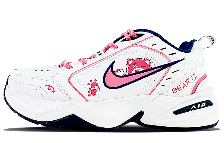 Nike Air Monarch 4 Anti-Slip And Wear-Resistant Height Increasing Coverage Low-Top Chunky Sneakers Unisex White Red